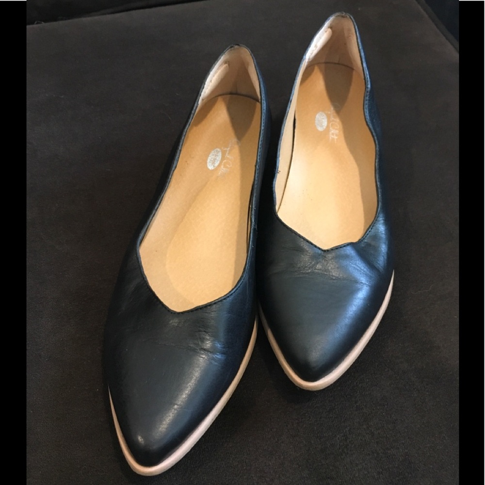 Dr Scholls Black Leather Flair Flats